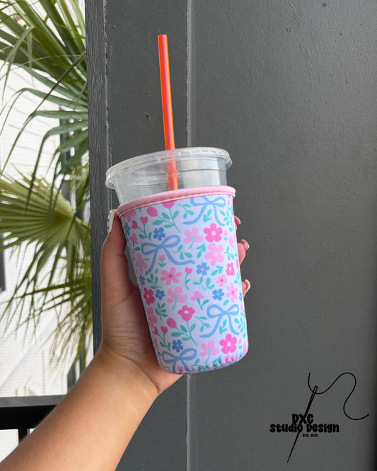 Blue Floral Cup Sleeve