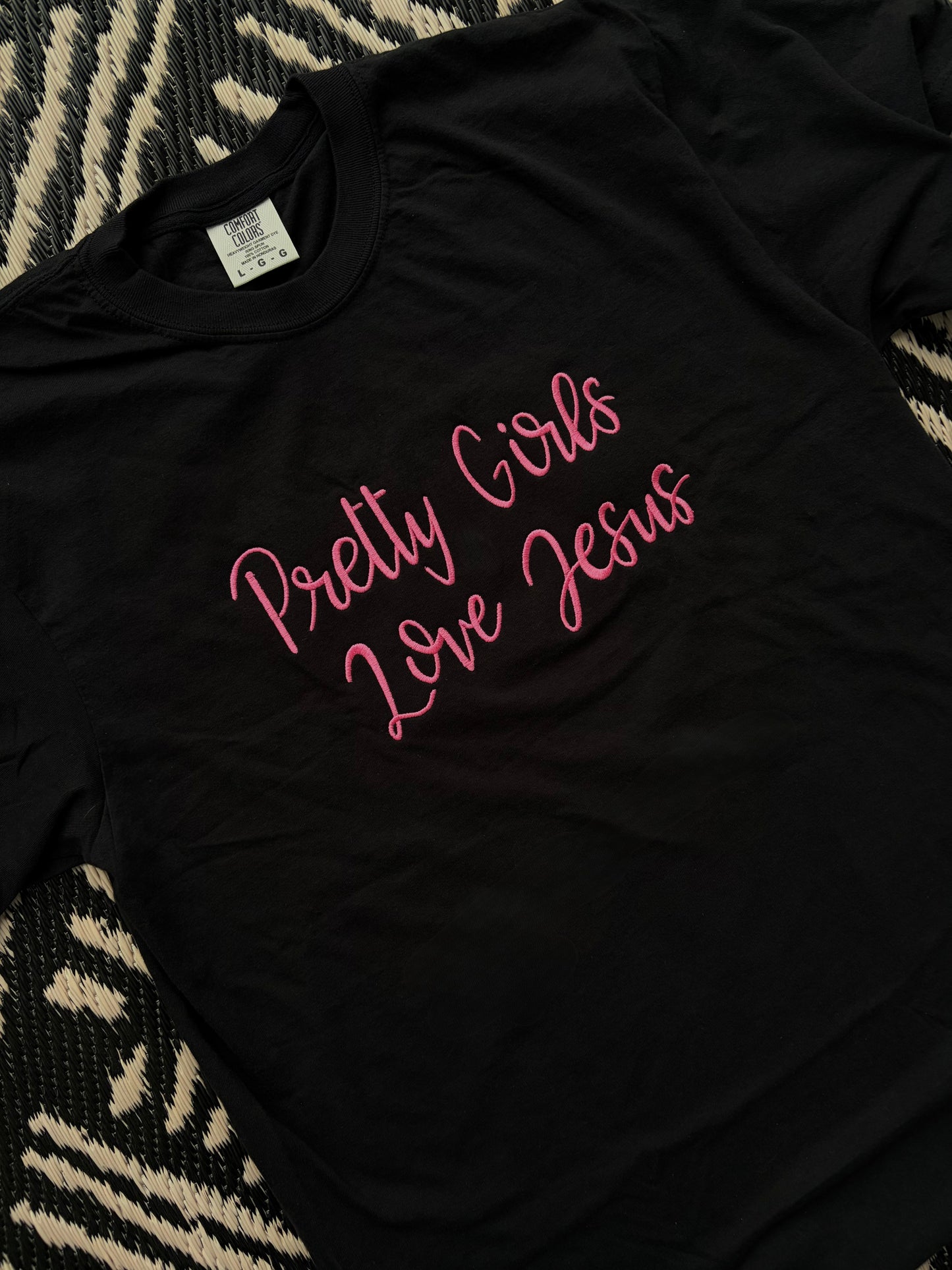 Pretty Girls Love Jesus Embroidered Shirt