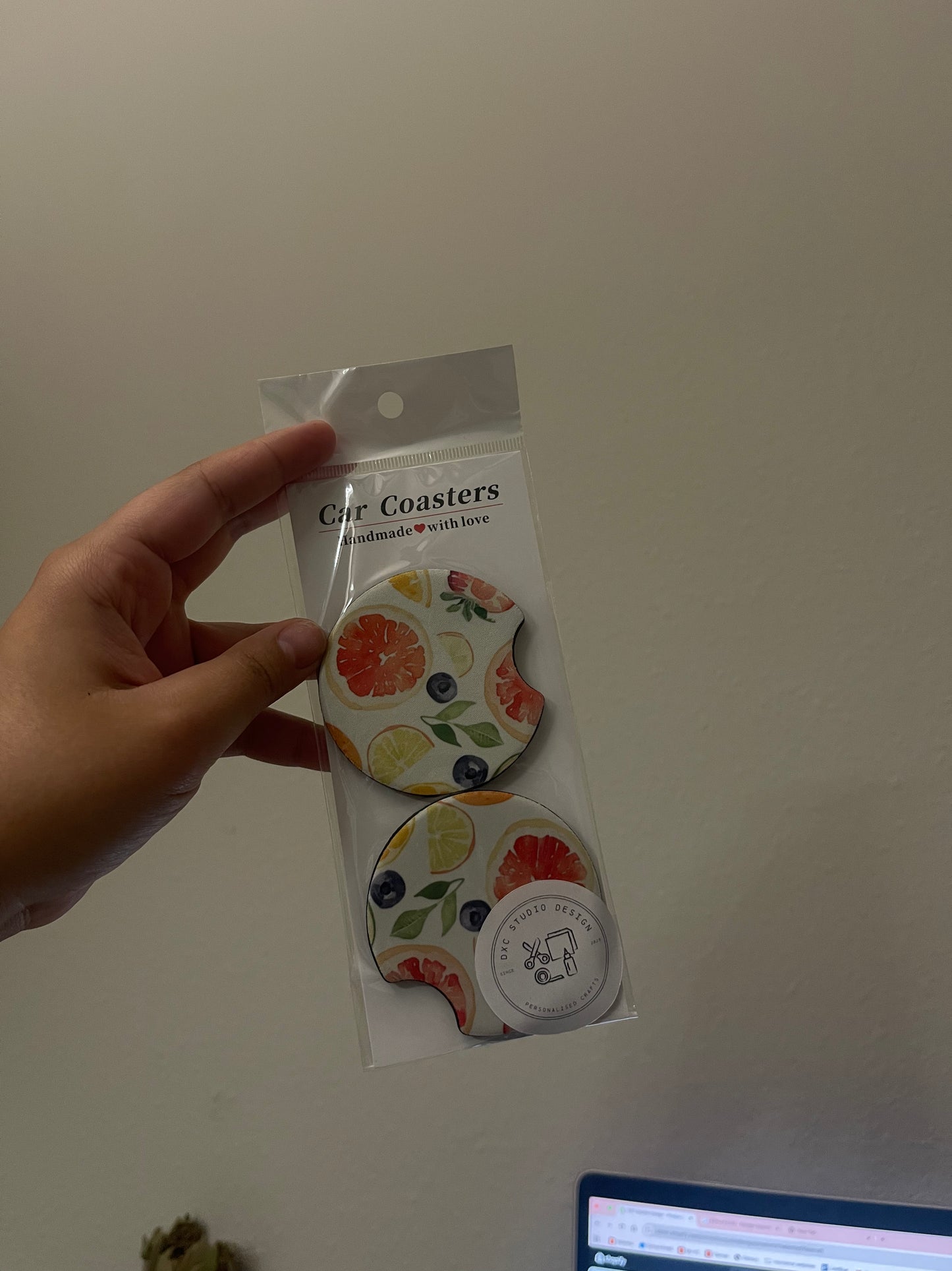 Watercolor Fruits Car Coasters