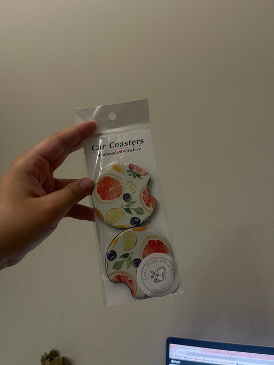 Watercolor Fruits Car Coasters